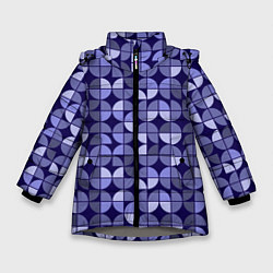 Куртка зимняя для девочки Фиолетовая геометрия Ретро паттерн, цвет: 3D-светло-серый