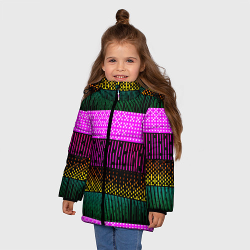 Зимняя куртка для девочки Patterned stripes / 3D-Светло-серый – фото 3