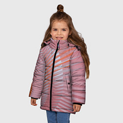 Куртка зимняя для девочки Абстрактные розовые волнообразные линии, цвет: 3D-черный — фото 2