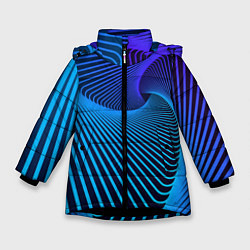 Куртка зимняя для девочки Неоновая спираль - мода, цвет: 3D-черный