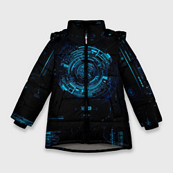 Куртка зимняя для девочки Кибер абстракт, цвет: 3D-светло-серый