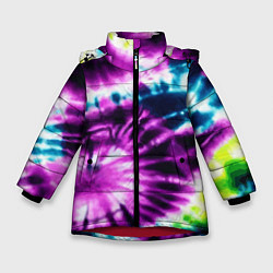 Зимняя куртка для девочки Тай дай фиолетовый узор