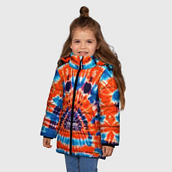 Куртка зимняя для девочки Яркий стиль тай дай, цвет: 3D-светло-серый — фото 2