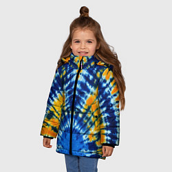 Куртка зимняя для девочки Tie dye стиль хиппи, цвет: 3D-черный — фото 2