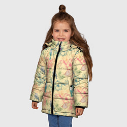 Куртка зимняя для девочки Птицы и цветы, цвет: 3D-светло-серый — фото 2