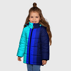 Куртка зимняя для девочки Контрастные вертикальные полосы, цвет: 3D-черный — фото 2