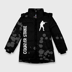 Куртка зимняя для девочки Counter Strike glitch на темном фоне: надпись, сим, цвет: 3D-черный