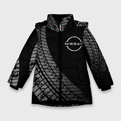 Зимняя куртка для девочки Nissan tire tracks / 3D-Черный – фото 1