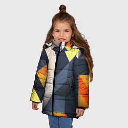 Куртка зимняя для девочки Полосы геометрия узор, цвет: 3D-светло-серый — фото 2