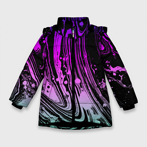 Зимняя куртка для девочки Неоновые цвета брызги краски гранжевая текстура / 3D-Черный – фото 1