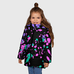Куртка зимняя для девочки Неоновые цвета брызги краски, цвет: 3D-черный — фото 2