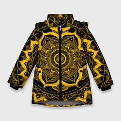 Куртка зимняя для девочки Яркий желтый узор, цвет: 3D-светло-серый