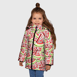 Куртка зимняя для девочки Абстракция арбуз, цвет: 3D-черный — фото 2