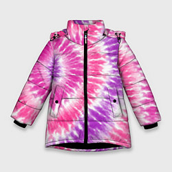 Куртка зимняя для девочки Тай-дай розовый с фиолетовым, цвет: 3D-черный