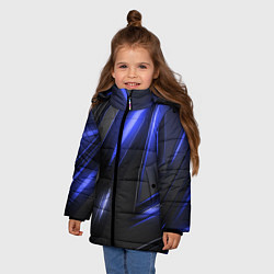 Куртка зимняя для девочки Синие неоновые плиты, цвет: 3D-черный — фото 2