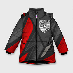 Куртка зимняя для девочки Porsche sports racing, цвет: 3D-черный
