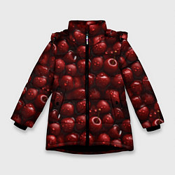 Куртка зимняя для девочки Сочная текстура из вишни, цвет: 3D-черный