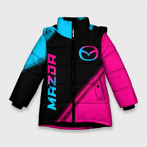 Зимняя куртка для девочки Mazda - neon gradient: надпись, символ / 3D-Черный – фото 1