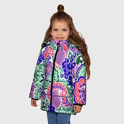 Куртка зимняя для девочки Модный растительный узор, цвет: 3D-красный — фото 2