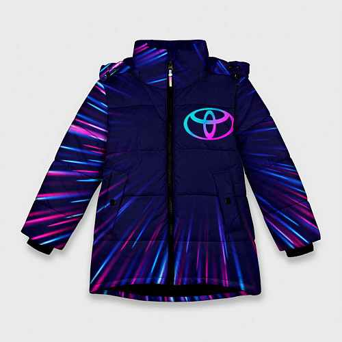 Зимняя куртка для девочки Toyota neon speed lines / 3D-Черный – фото 1