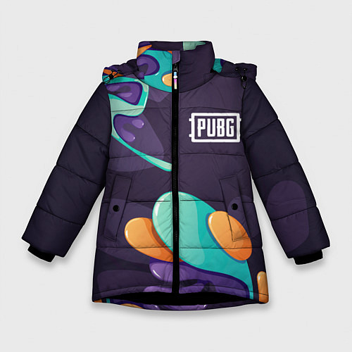 Зимняя куртка для девочки PUBG graffity splash / 3D-Черный – фото 1