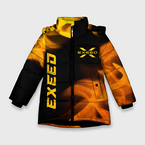 Зимняя куртка для девочки Exeed - gold gradient: надпись, символ / 3D-Черный – фото 1