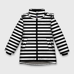 Куртка зимняя для девочки Тельняшка черная Подводного флота ВМФ, цвет: 3D-светло-серый