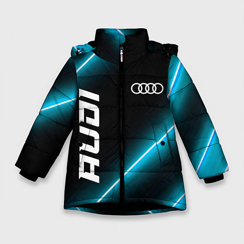 Зимняя куртка для девочки Audi неоновые лампы / 3D-Черный – фото 1