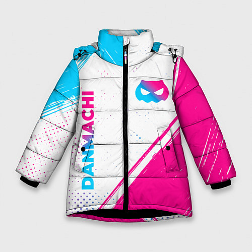 Зимняя куртка для девочки DanMachi neon gradient style: надпись, символ / 3D-Черный – фото 1