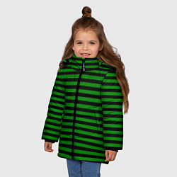 Куртка зимняя для девочки Черно-зеленые полосы, цвет: 3D-светло-серый — фото 2