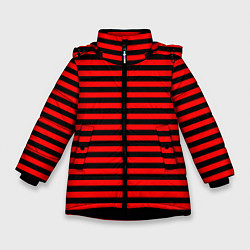 Куртка зимняя для девочки Черно-красные полосы, цвет: 3D-черный
