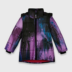 Куртка зимняя для девочки Фиолетовые абстрактные тени, цвет: 3D-красный