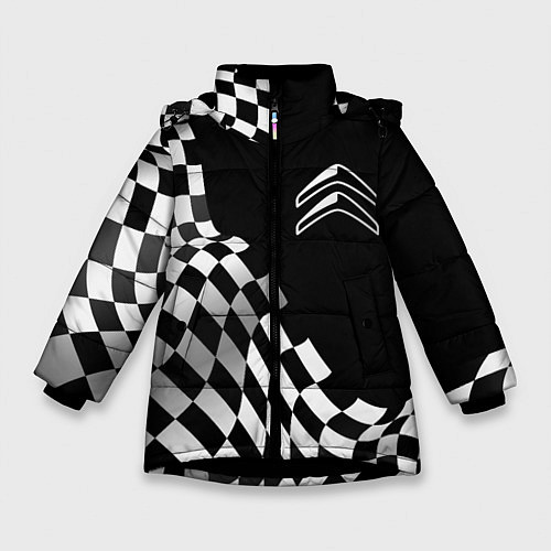 Зимняя куртка для девочки Citroen racing flag / 3D-Черный – фото 1