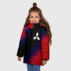 Куртка зимняя для девочки Mitsubishi красный карбон, цвет: 3D-черный — фото 2
