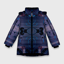 Куртка зимняя для девочки Электросхема, цвет: 3D-черный