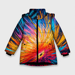 Куртка зимняя для девочки Абстрактный цветок, цвет: 3D-черный