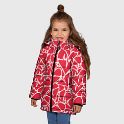 Куртка зимняя для девочки Абстракция сердце, цвет: 3D-красный — фото 2