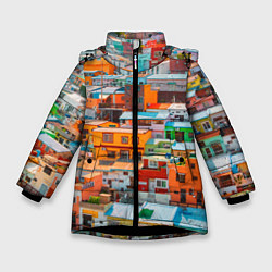 Куртка зимняя для девочки Красочный Камчхон-дон в городе Пусан, цвет: 3D-черный