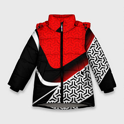 Куртка зимняя для девочки Геометрическая униформа - красная, цвет: 3D-светло-серый