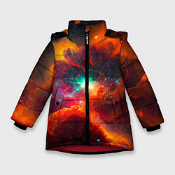Зимняя куртка для девочки Небула в космосе в оранжевых тонах - нейронная сет
