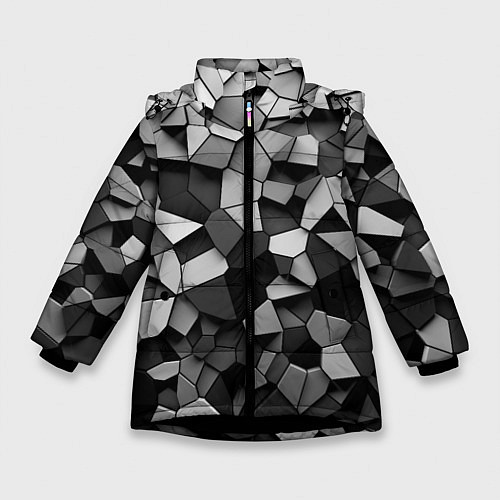 Зимняя куртка для девочки Серые стальные плиты / 3D-Черный – фото 1