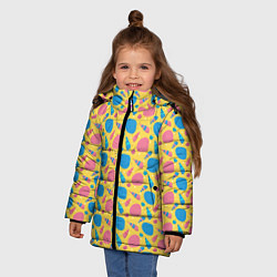 Куртка зимняя для девочки Летний паттерн с ракушками, цвет: 3D-красный — фото 2