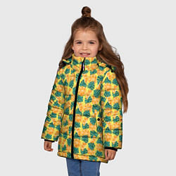 Куртка зимняя для девочки Летний паттерн с апельсинами, цвет: 3D-светло-серый — фото 2
