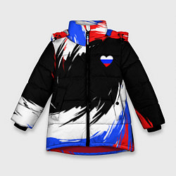 Зимняя куртка для девочки Сердечко Россия - мазки кисти