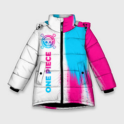 Куртка зимняя для девочки One Piece neon gradient style: по-вертикали, цвет: 3D-черный