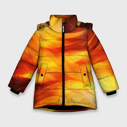 Зимняя куртка для девочки Огонь: арт нейросети / 3D-Черный – фото 1