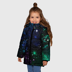 Куртка зимняя для девочки Космос Звёздное небо, цвет: 3D-черный — фото 2