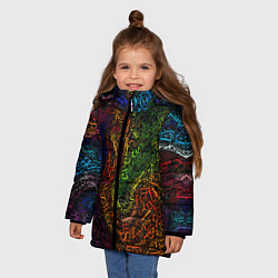 Куртка зимняя для девочки Разноцветные английские буквы, цвет: 3D-светло-серый — фото 2