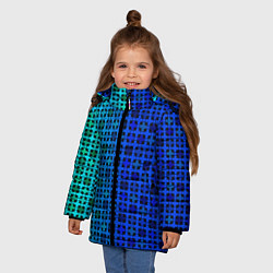 Куртка зимняя для девочки Сине-зеленый геометрический узор, цвет: 3D-светло-серый — фото 2