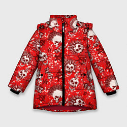 Куртка зимняя для девочки Панк - анархист, цвет: 3D-красный
